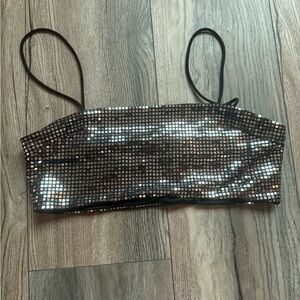 Princess Polly Silver Sequin Top